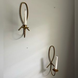 Wall decor brass gold sconce pair